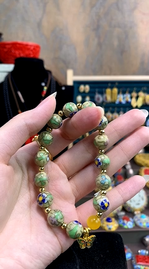 非遗手工艺 景泰蓝 手串 米色 1.0