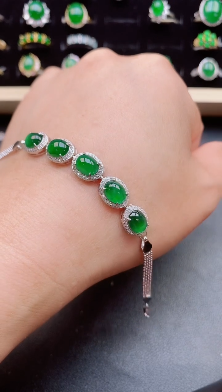 【闪购商品】翡翠手链银S925镶嵌080550