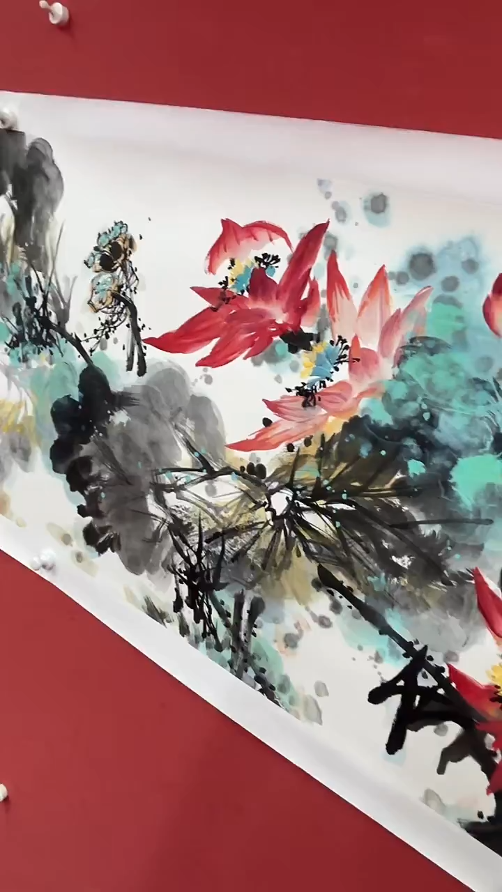 国画鹭影荷塘自在香   