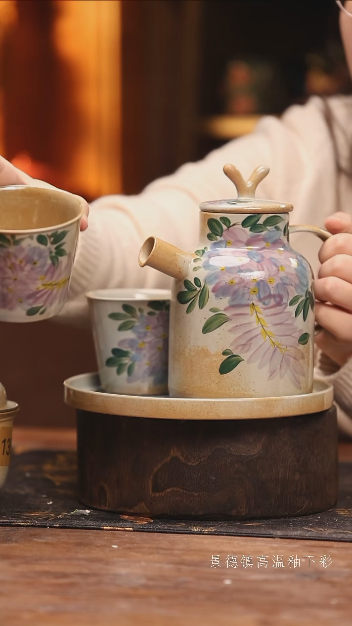 陶瓷景德镇高温釉下手绘陶瓷@L690@