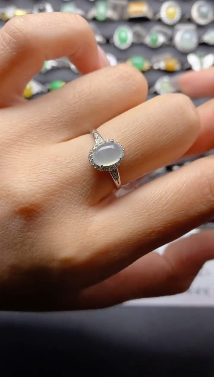 【闪购商品】翡翠戒指银S925镶嵌 S925银镶嵌翡翠戒指