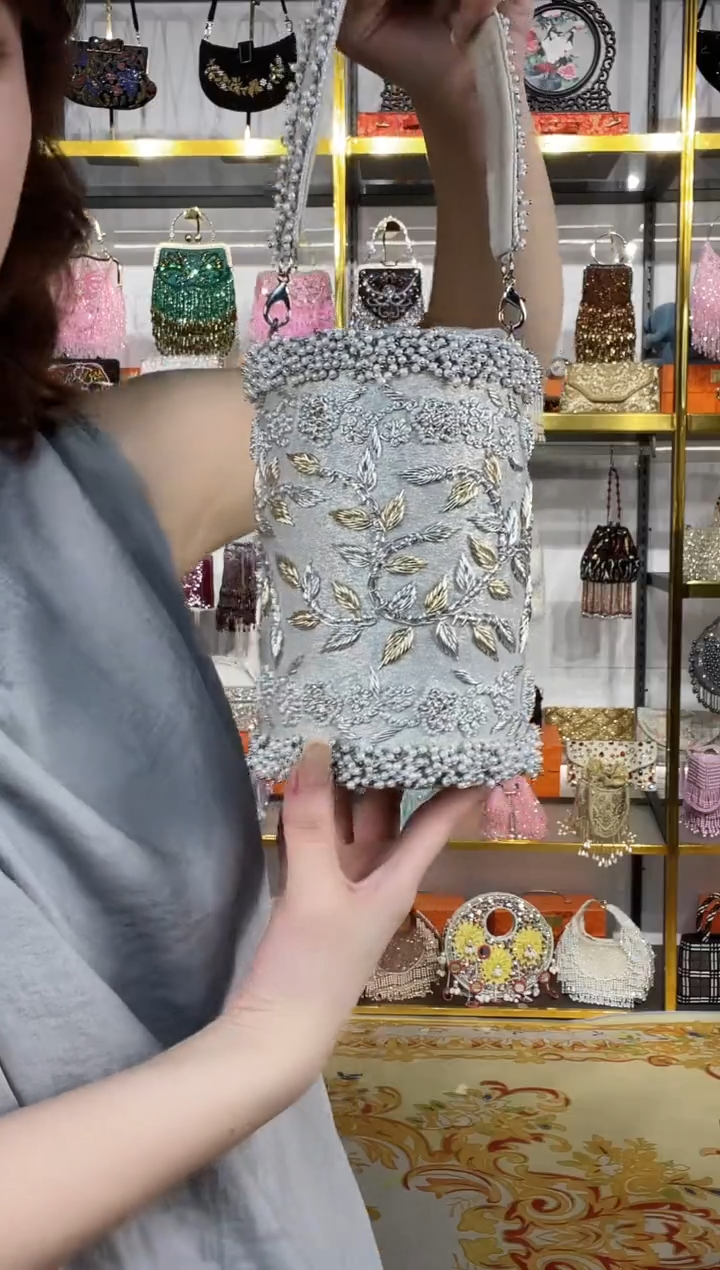 织物珠韵恒泽重工串珠手提包