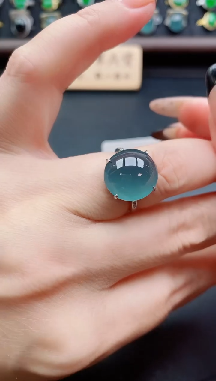 银S925镶嵌戒指翡翠1