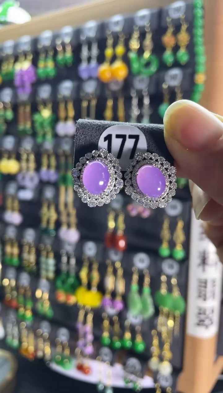 【闪购商品】翡翠耳饰银S925镶嵌177...