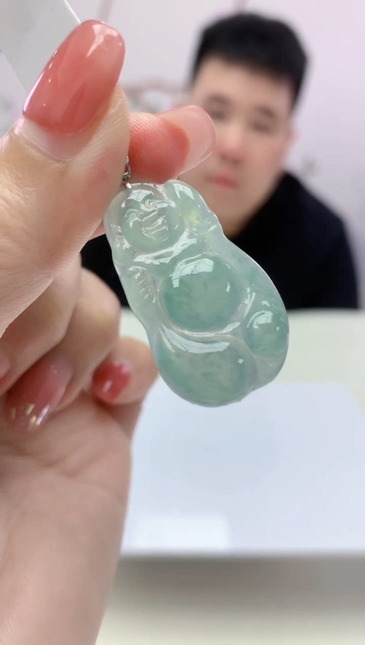 定制翡翠未镶嵌888xm-毛货布袋佛11赠金扣