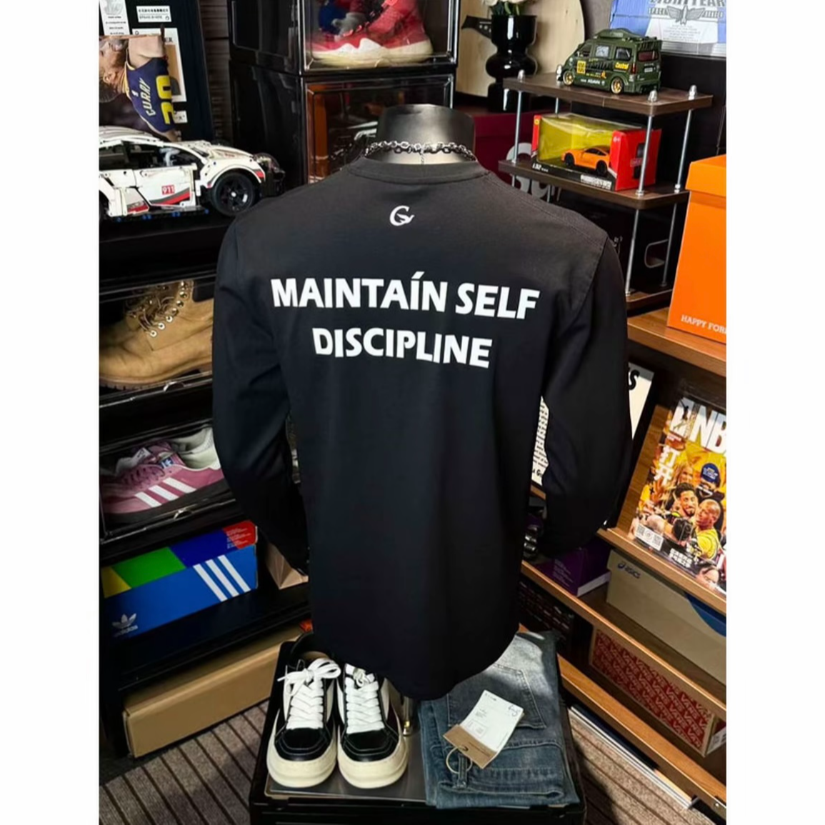 GTAL25AW美式休闲臻品棉标语印花圆领T恤户外薄款透气长袖上衣