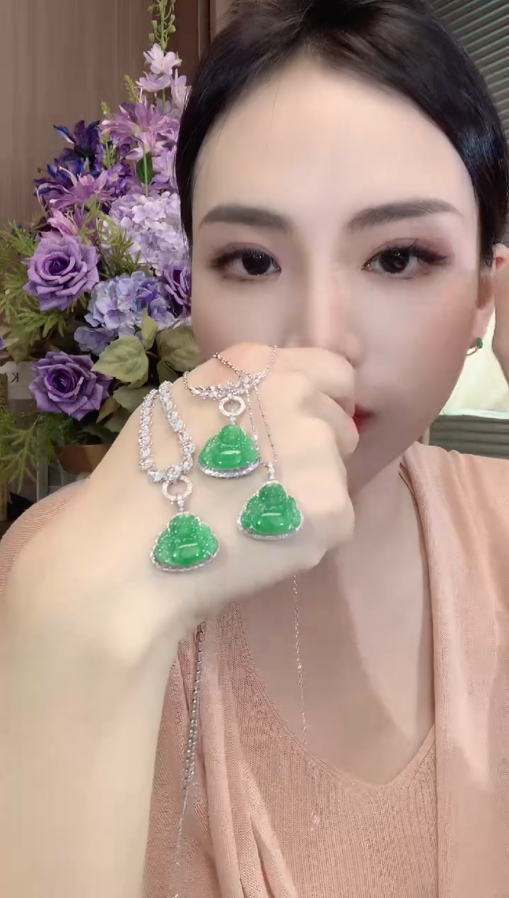 翡翠18K金镶嵌吊坠(不含链)A3 多样性发一件