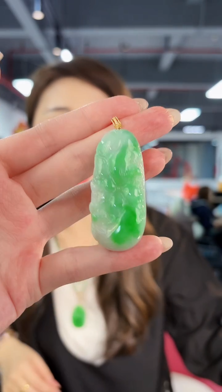 【闪购商品】翡翠颈饰18K金镶嵌缅料A货/支持复检/一件