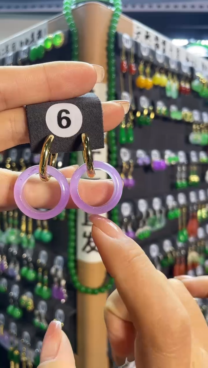 【闪购商品】翡翠耳饰银S925镶嵌6...