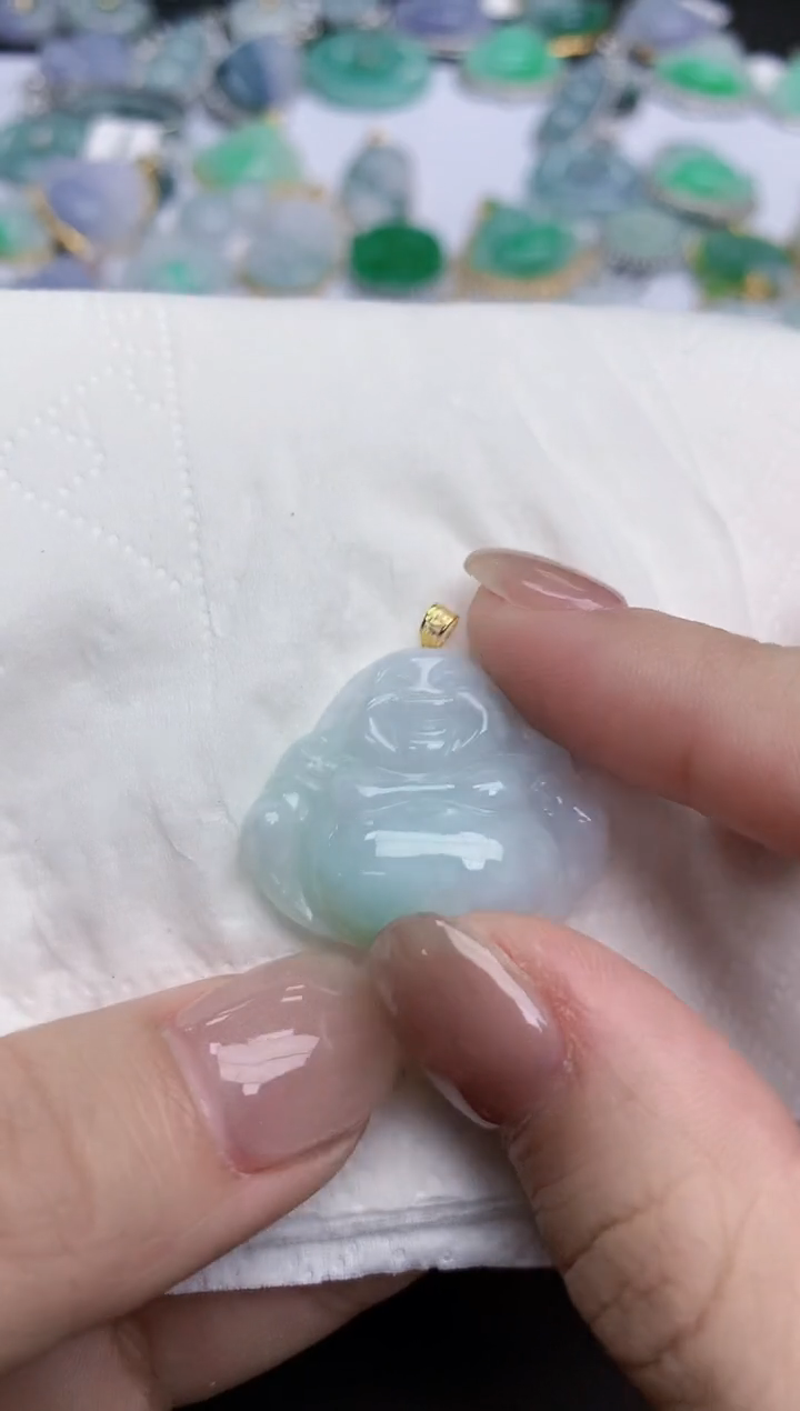 【闪购商品】翡翠颈饰18K金镶嵌天然缅甸翡翠A货