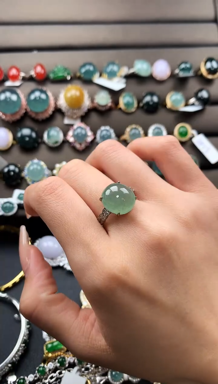 【闪购商品】翡翠戒指银S925镶嵌56856876