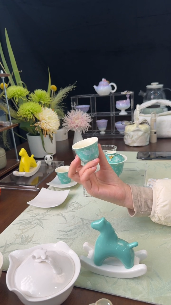 绿松石-蝶憩芳丛客杯*2