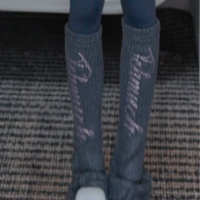 TCH秋冬烫钻时尚长筒针织堆堆袜女深灰色显瘦保暖袜套T75D47E5009