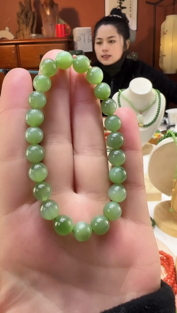 【闪购商品】和田玉（碧玉）手串未镶嵌碧玉8mm猫眼
