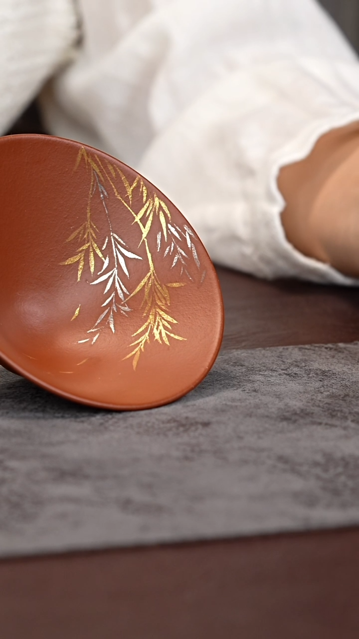 茶杯紫泥金银 竹 朱泥 斗笠