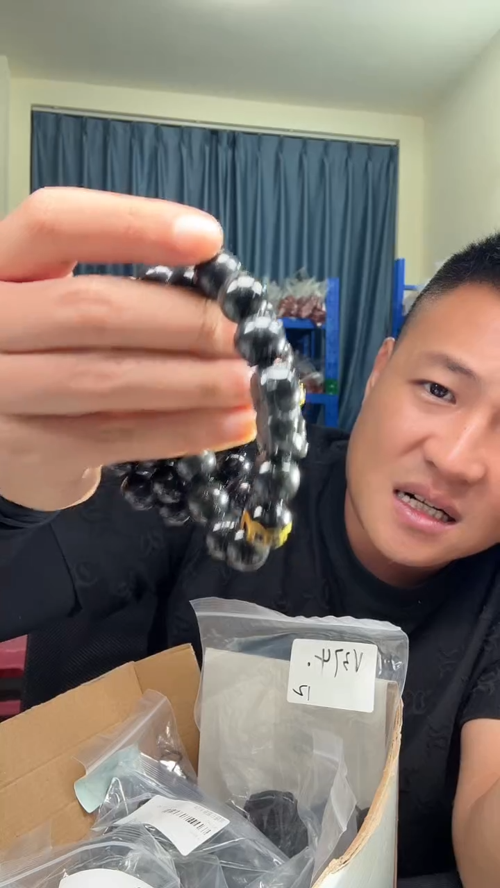 黑曜岩未镶嵌手链黑曜石貔貅手串
