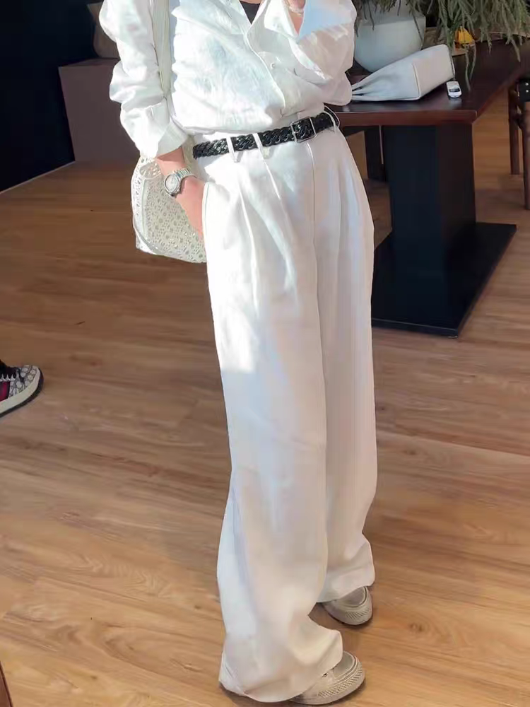 春夏女士纯色简约直筒高腰休闲裤显瘦百搭气质出街必备