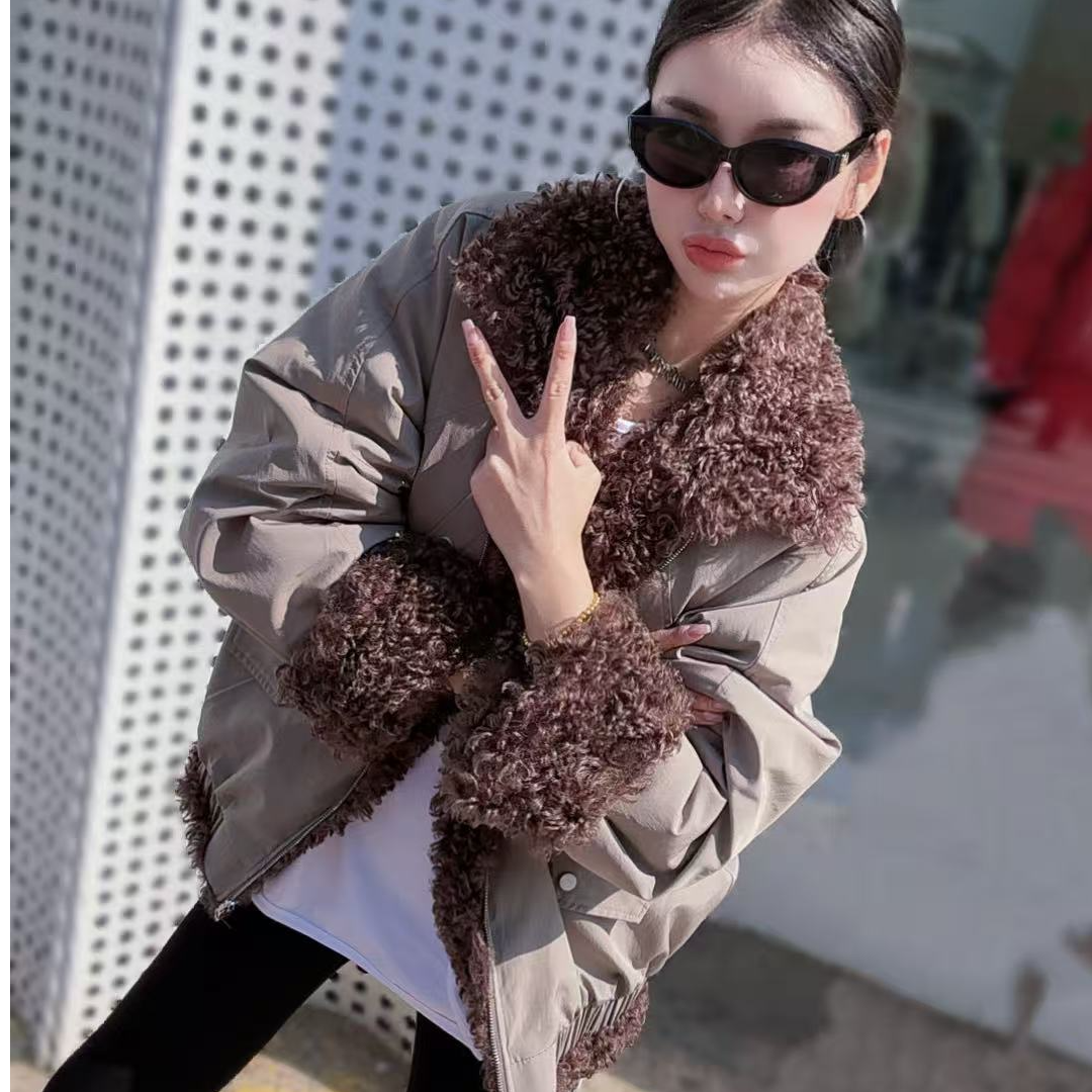 【有感轻奢】冬季托斯卡纳羊卷毛毛正反两穿气质高级感休闲风8898