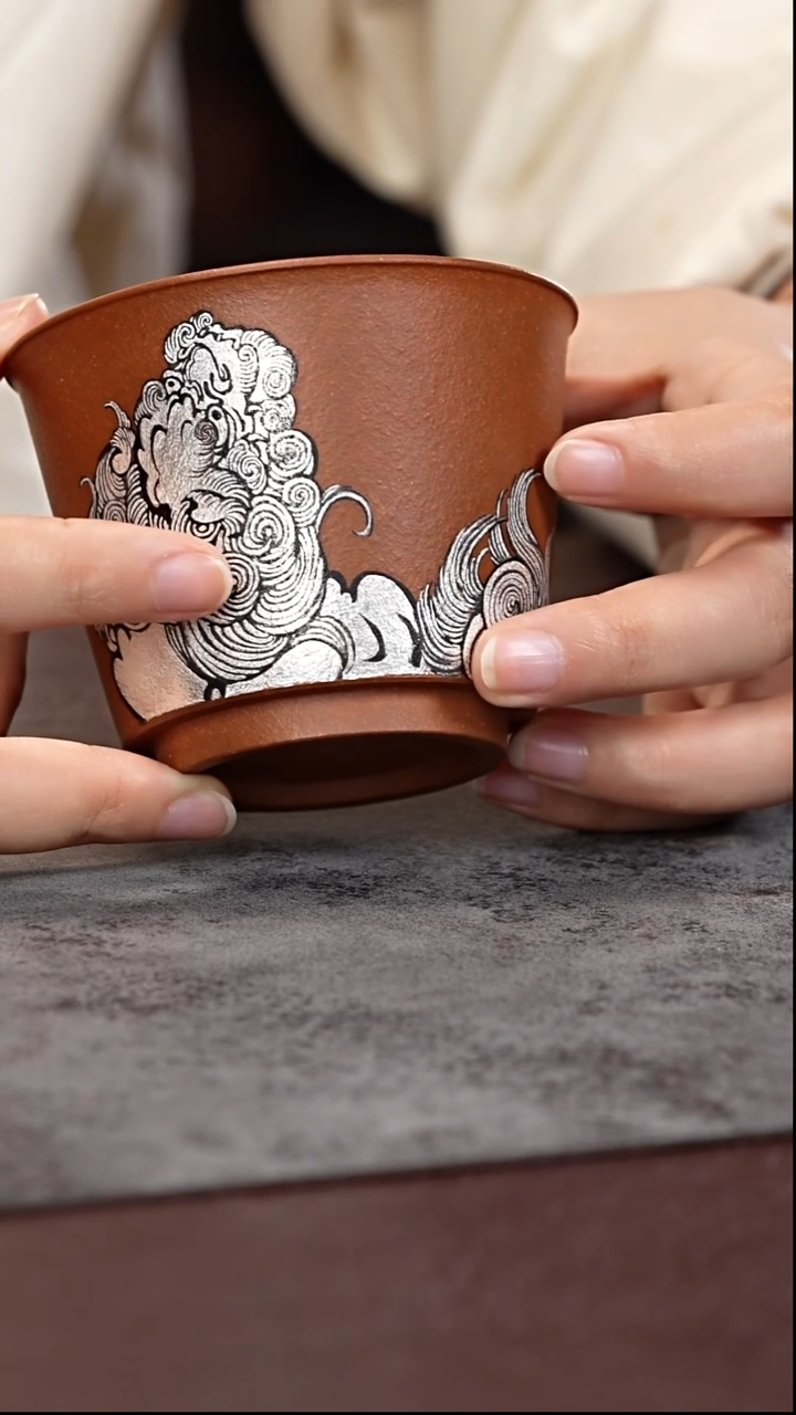 茶杯紫泥降坡泥马蹄杯