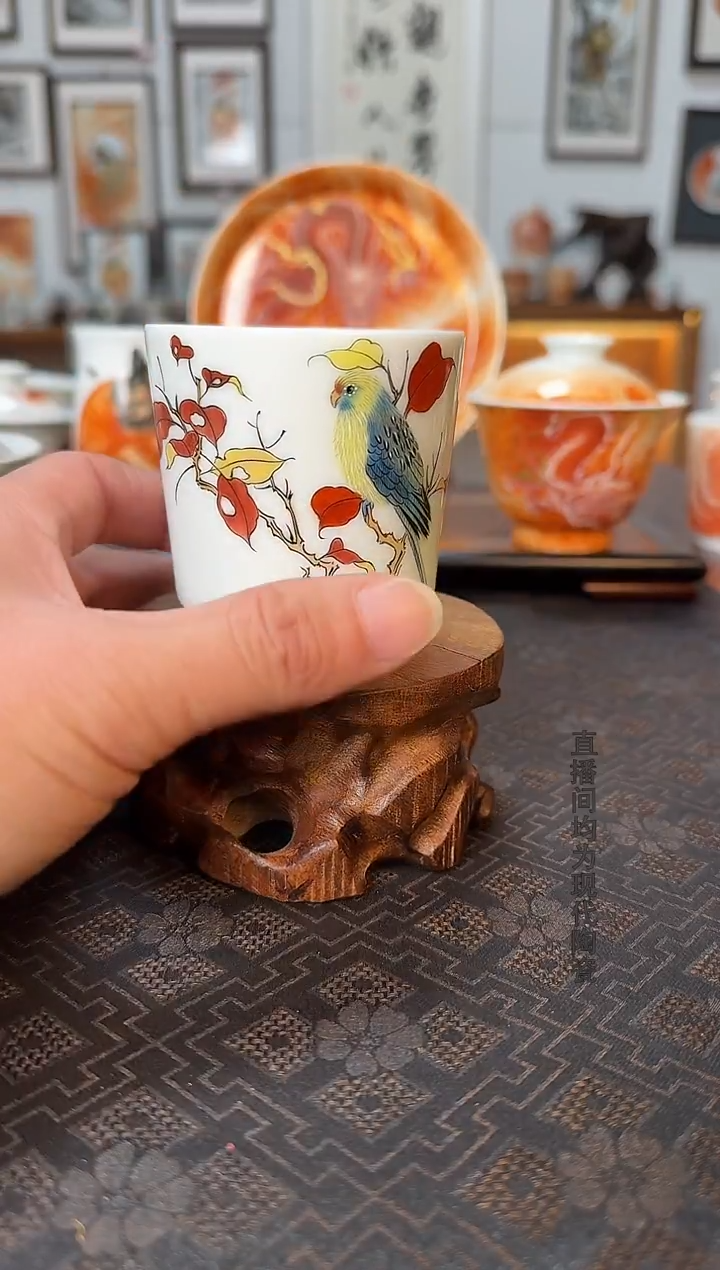 花鸟竹节直口主人杯