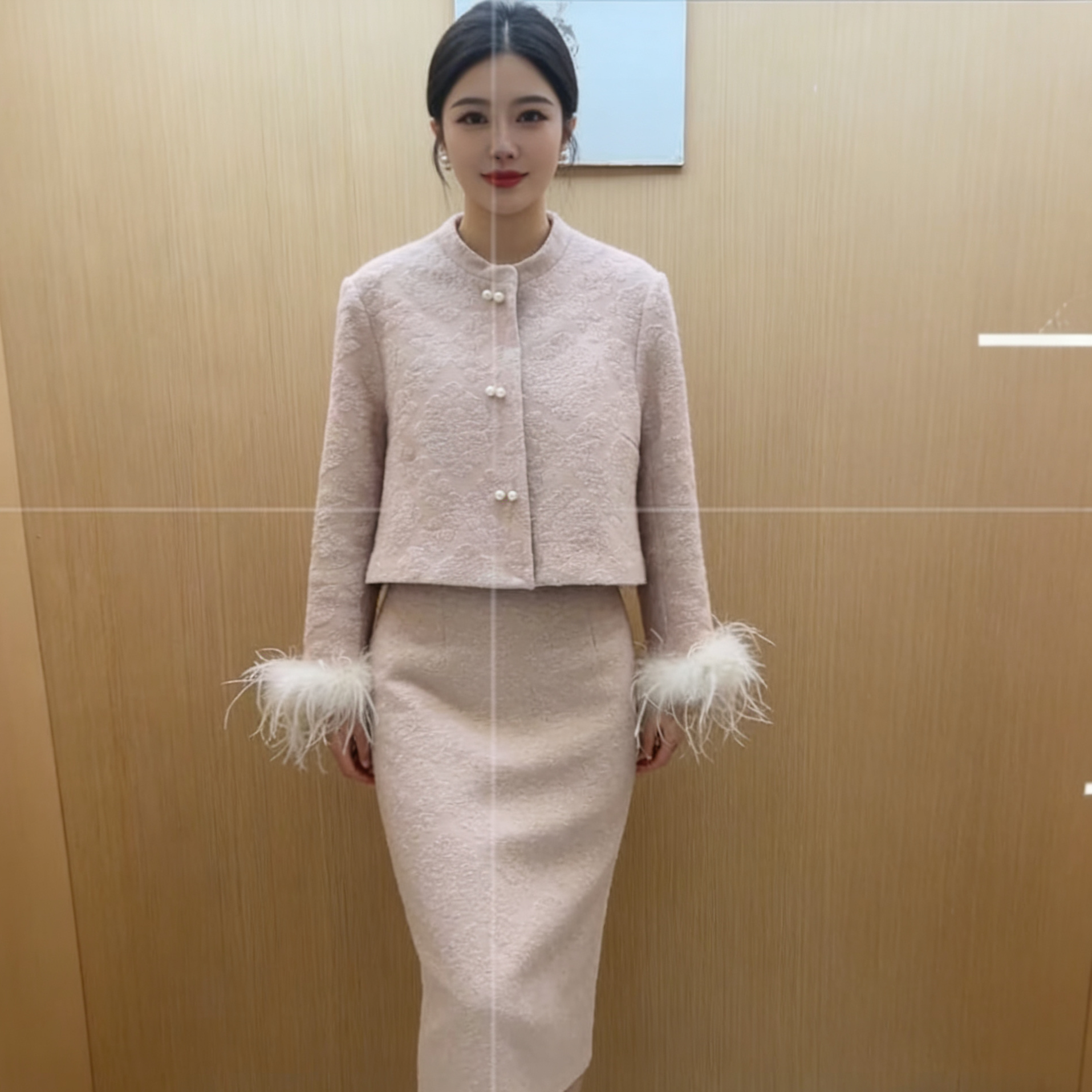 新中式圆领宽松型女名媛秋季时尚套装----58007