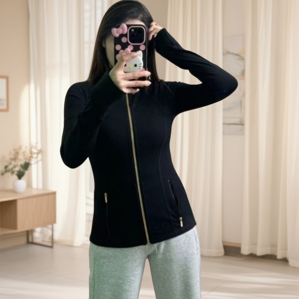 立领修身瑜伽服长款薄款一毛毛一样样