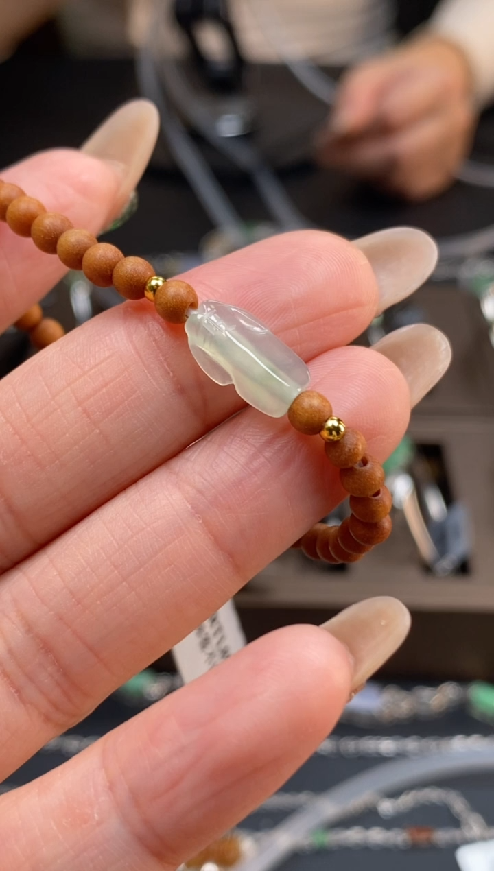 颈饰银S925镶嵌翡翠净货18316