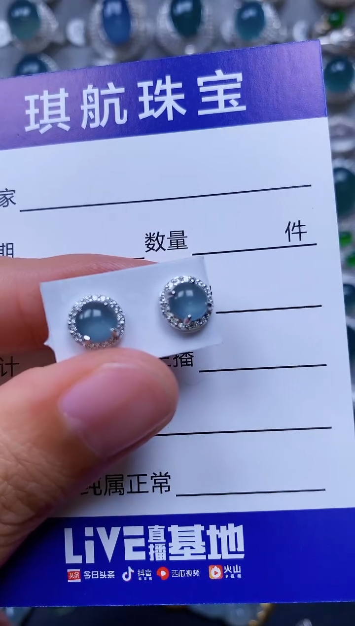 【闪购商品】翡翠耳饰银S925镶嵌0587