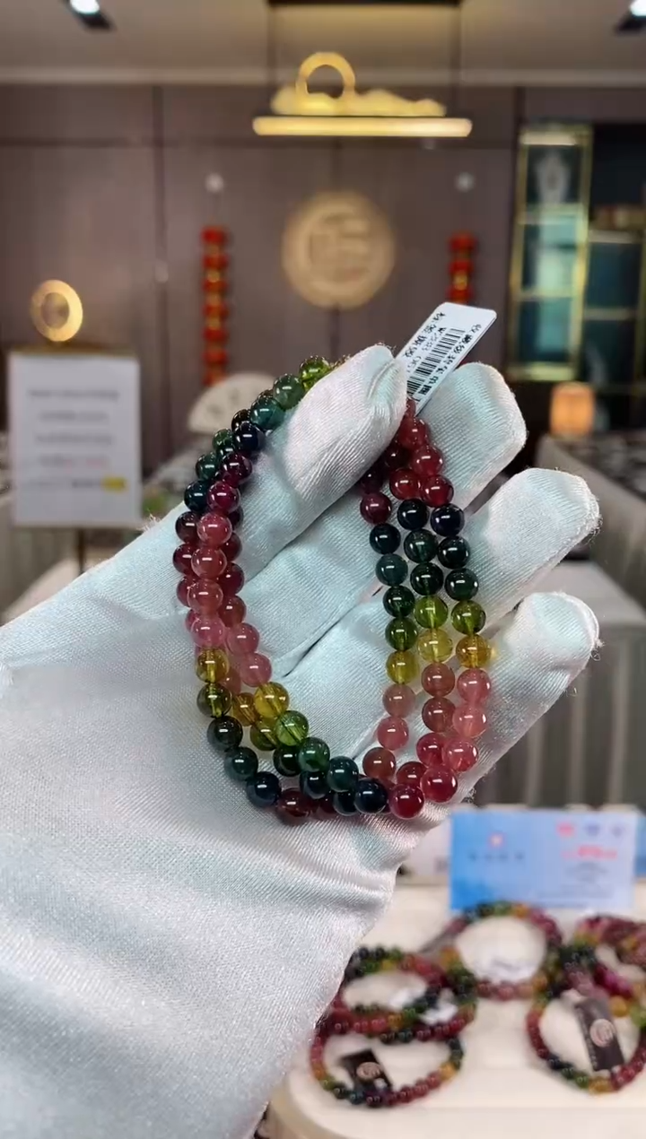 【闪购商品】碧玺三圈手串6mm+未镶嵌（多样性发一条）xion