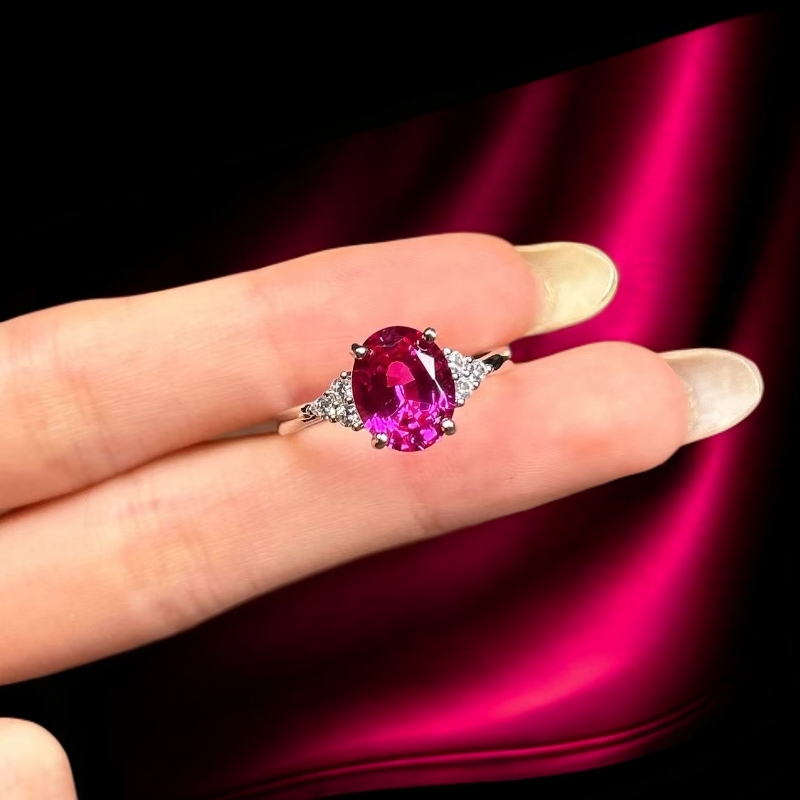 瑾萱高订名饰247-轻奢培育3A红宝石精切合金戒指