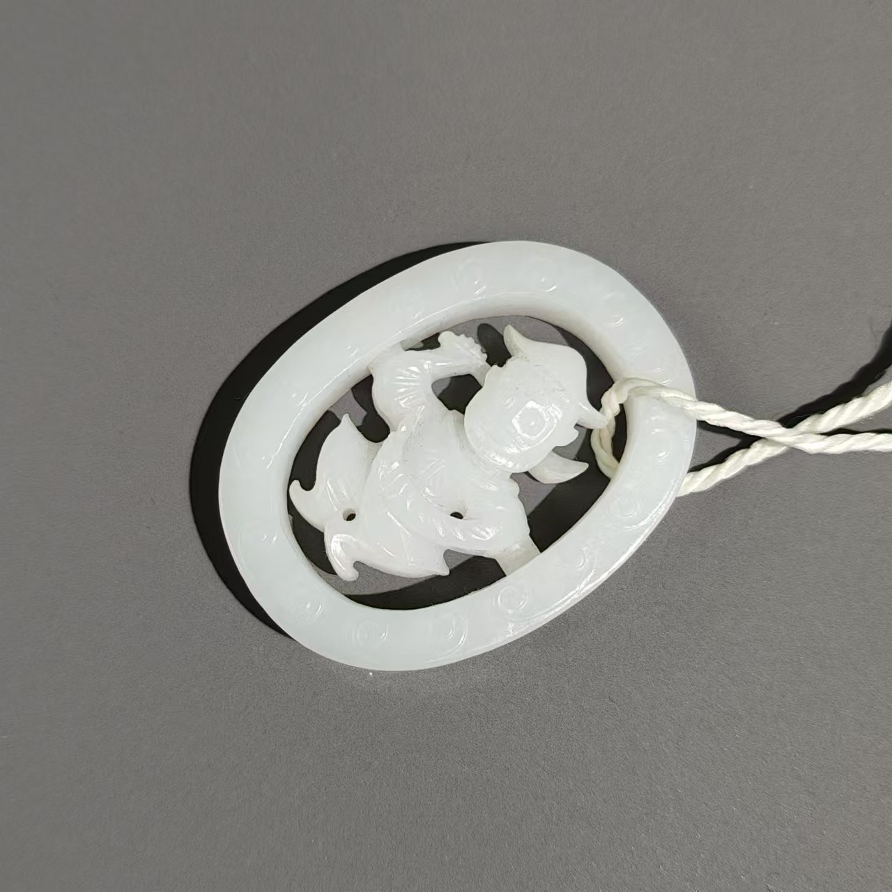 清代和田玉转心人物牌