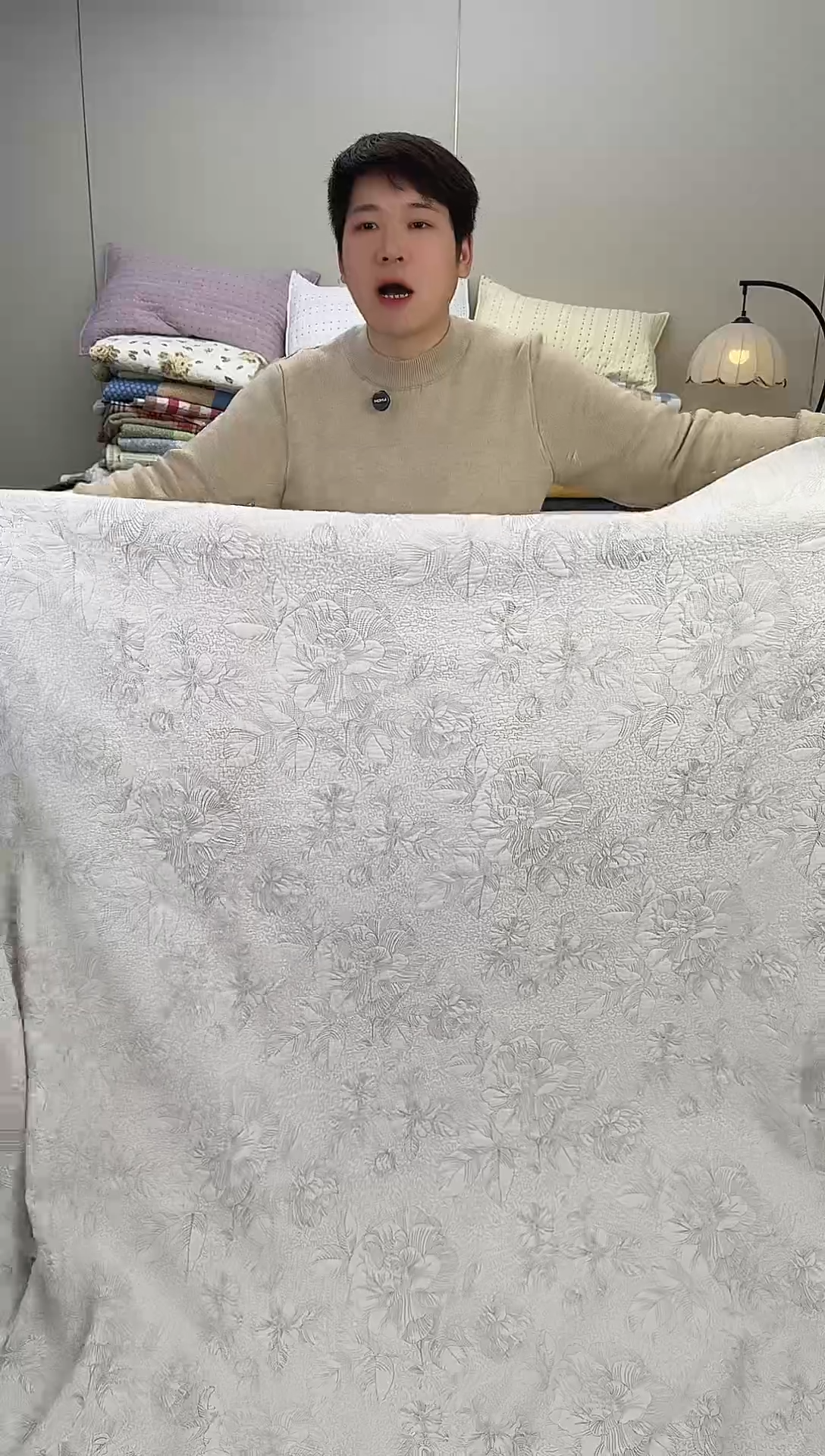 棉白盏花230*250单床盖纯棉