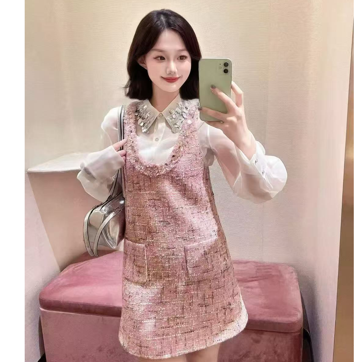 端庄气质小香风套装2025秋季新款名媛气质短外套背心裙奢贵两件套