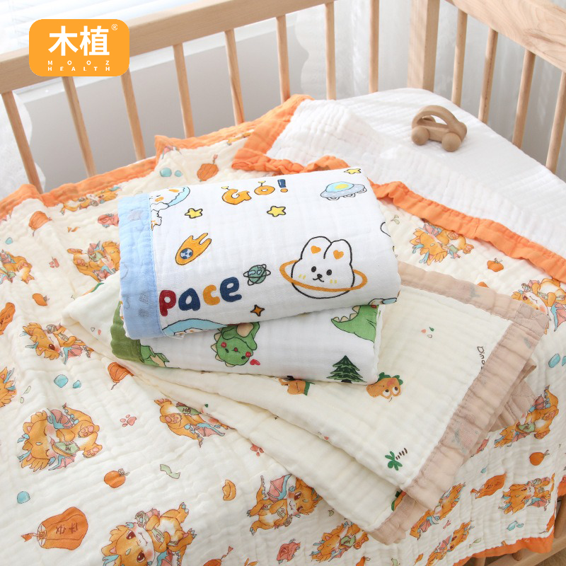 木植婴儿纱布浴巾新生儿童纯棉吸水毛巾宝宝六层四季款洗澡盖毯