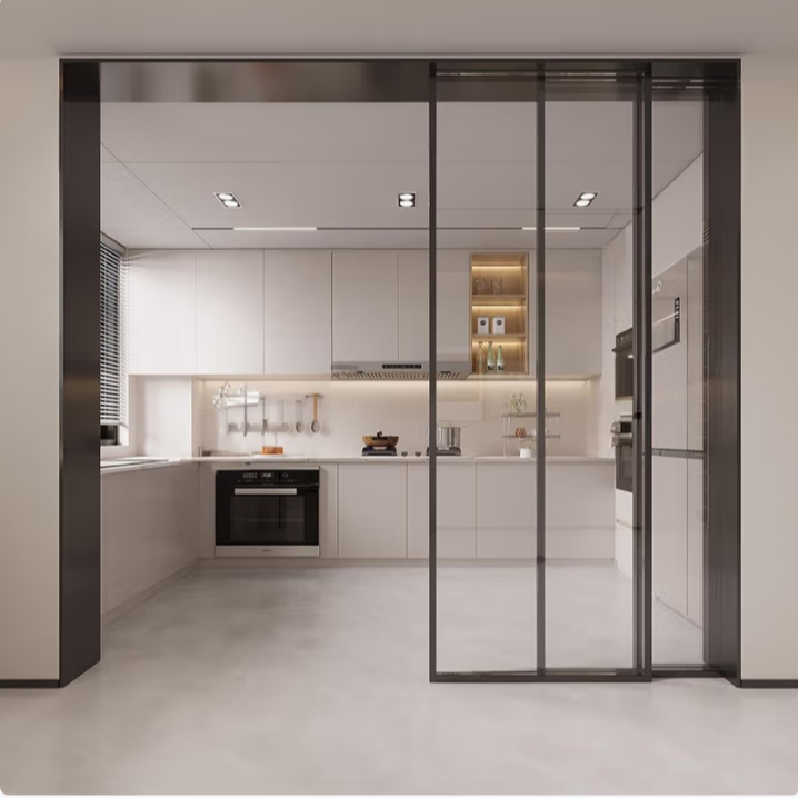 【包安装力帆】瓷泳完美系统极窄玻璃铝合金厨房客厅阳台推拉吊轨门