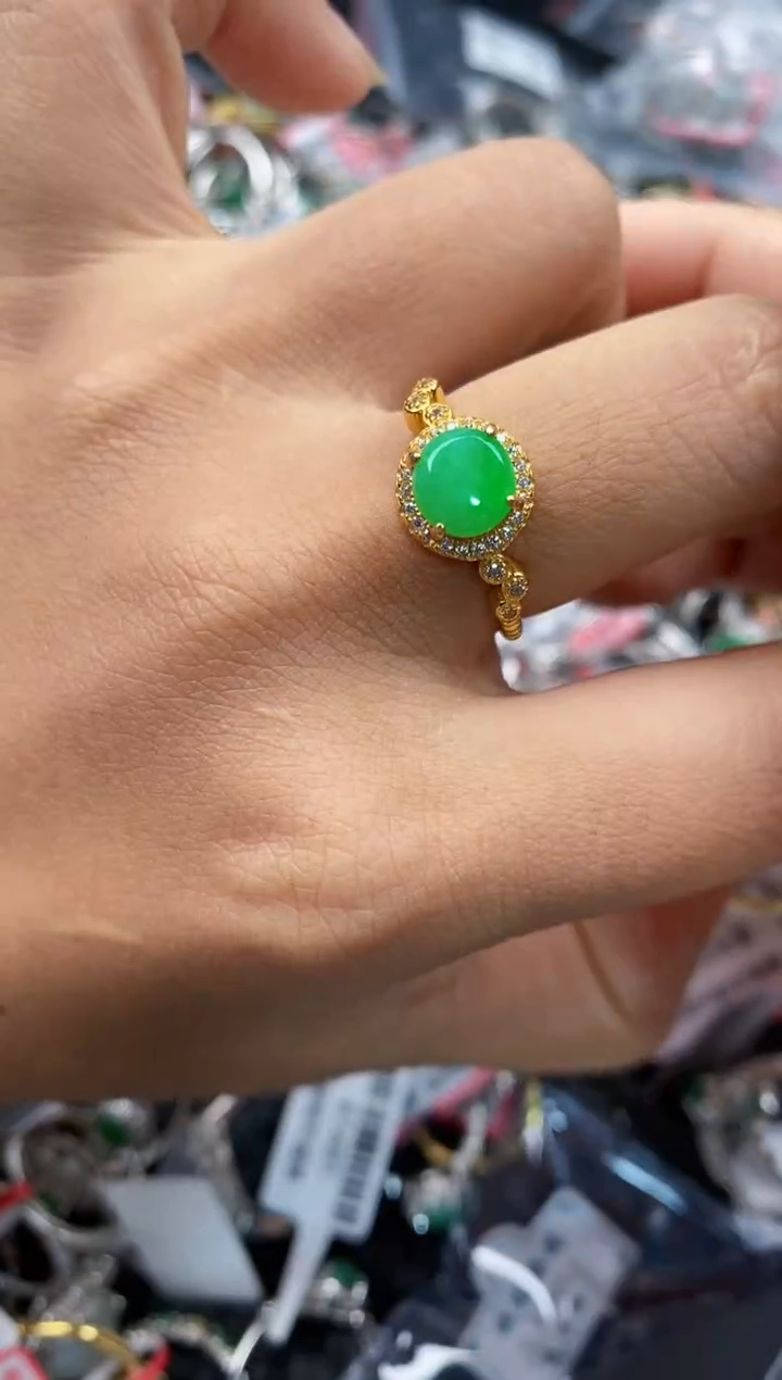 银S925镶嵌戒指翡翠111---10