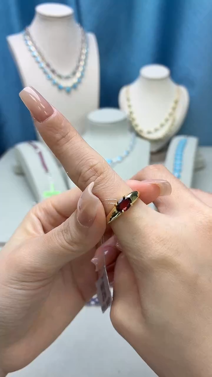 银S925镶嵌戒指石榴石411BJ1209产品一个（多样性）