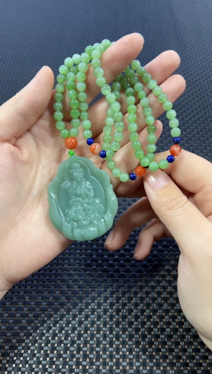 【闪购商品】和田玉挂件未镶嵌普贤带链（多样性发一件）