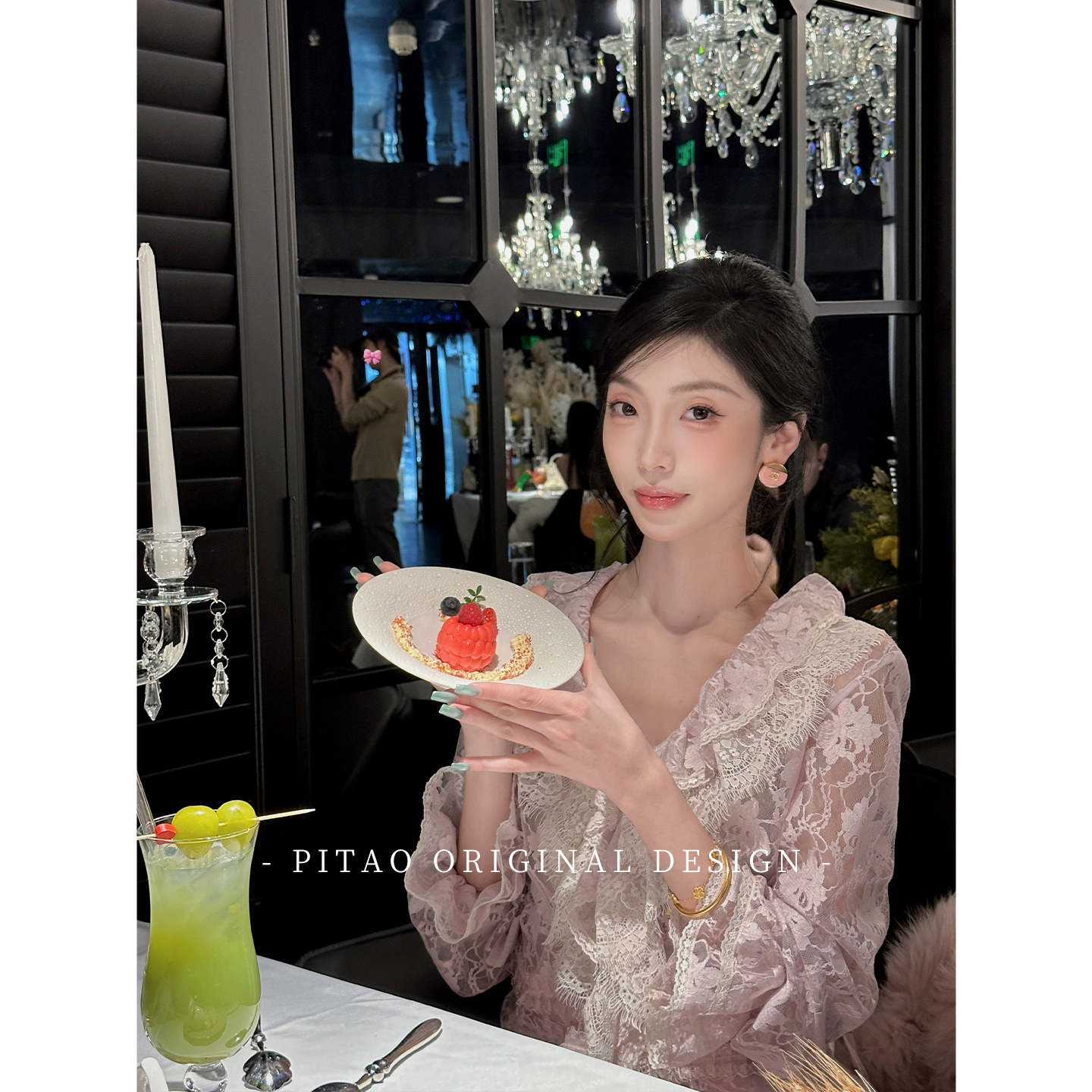 杜屁屁桃PITAO 原创【浪漫琦想】蕾丝显瘦气质时尚冬季百搭衬衫