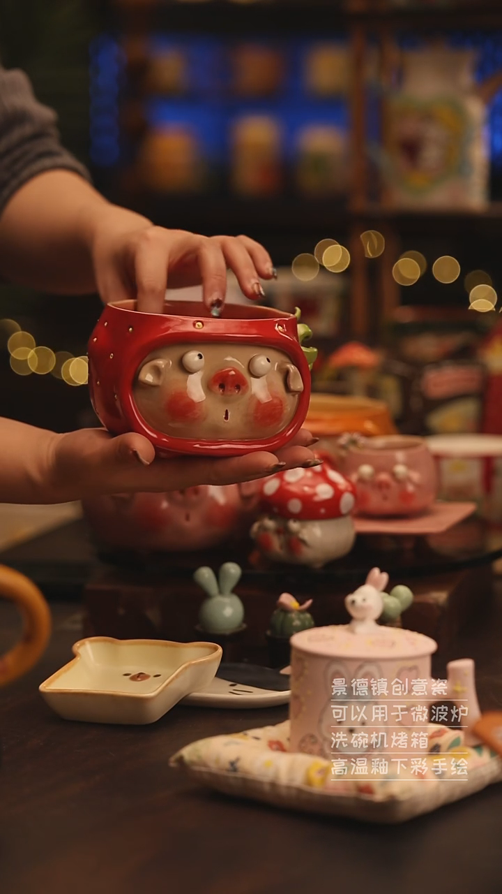 陶瓷景德镇可爱陶瓷釉下彩绘设计师款