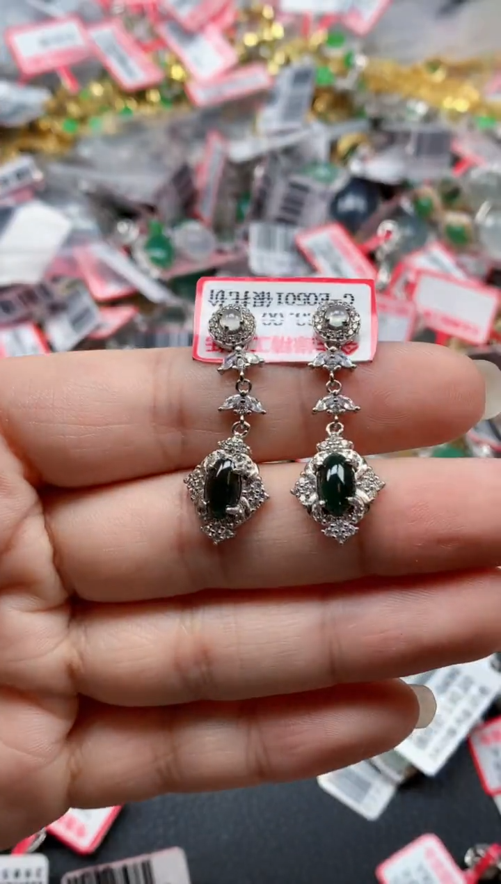 银S925镶嵌戒指翡翠天然A货缅甸翡翠