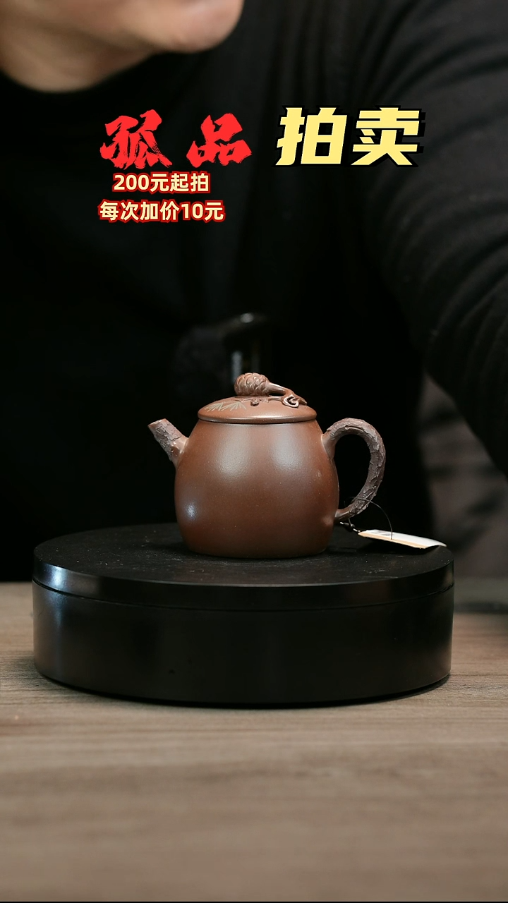 茶壶紫砂雨*锐H2366赵信军底槽青堆绘松果