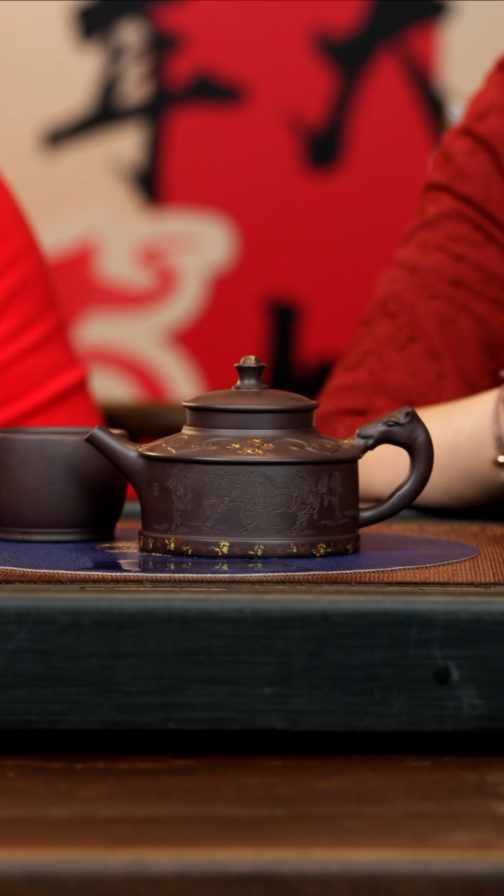 【闪购商品】紫砂茶壶ZCP 黑墩头 草原之韵 230cc