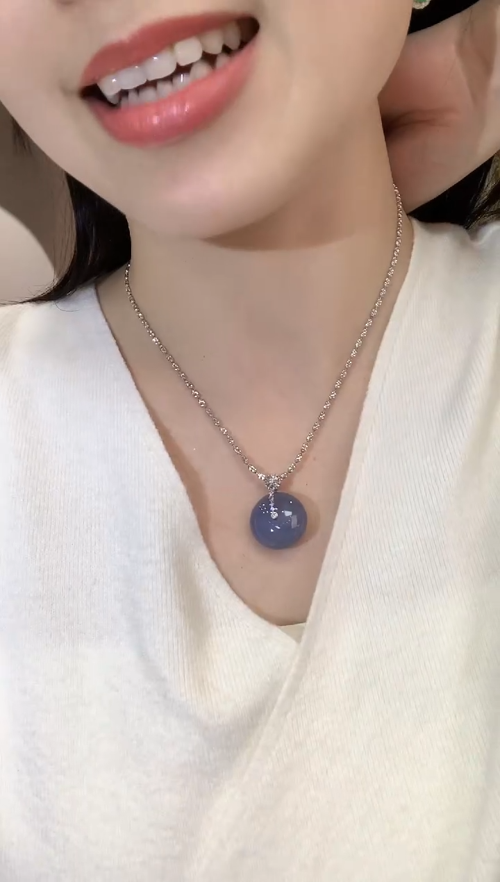 吊坠(不含链)18K金镶嵌翡翠冬日珠宝Q85紫货有色差