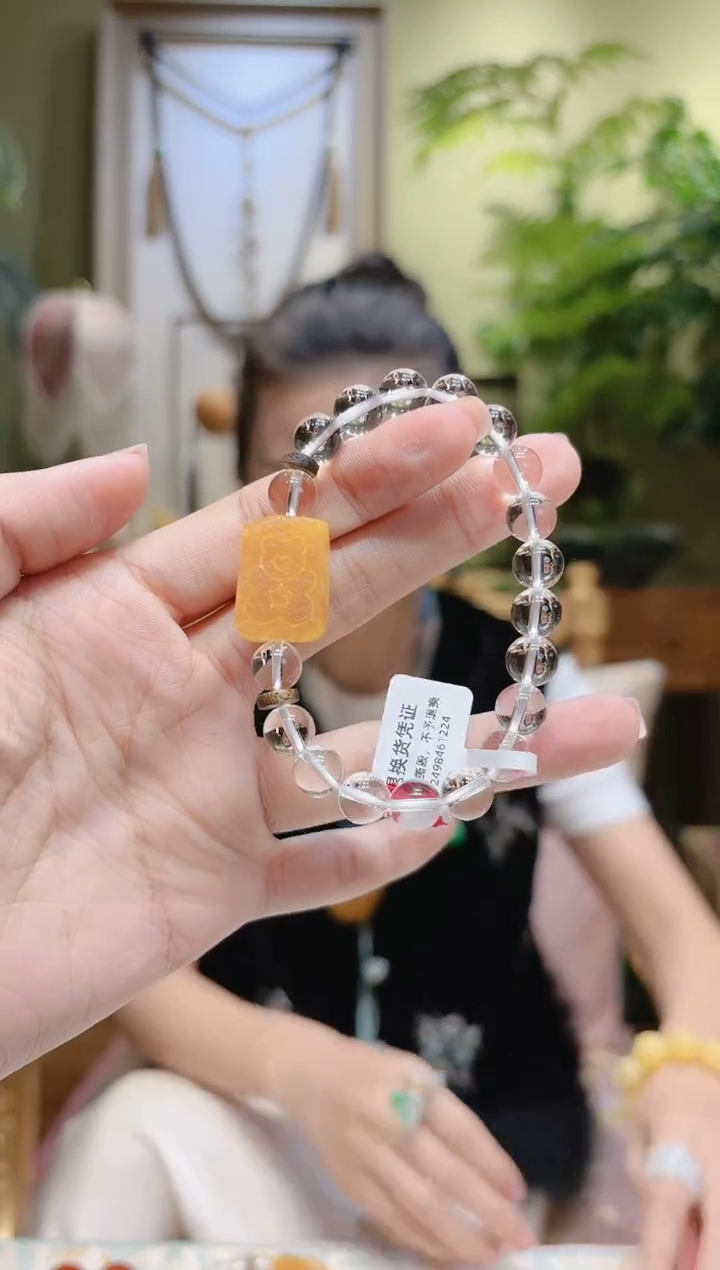 【闪购商品】水晶手串未镶嵌饼干熊白水晶手串2号