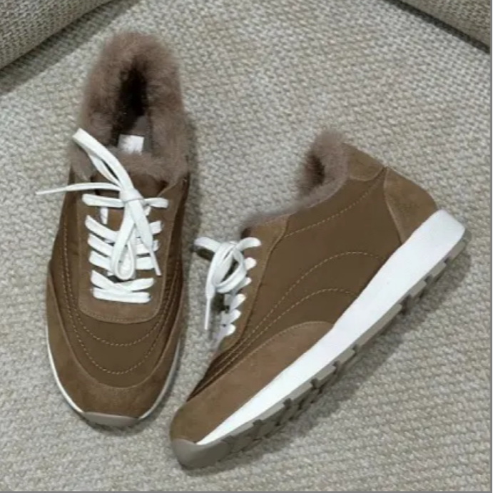 【xineba】秋冬新款复古简约舒适运动系带毛里棉鞋休闲鞋