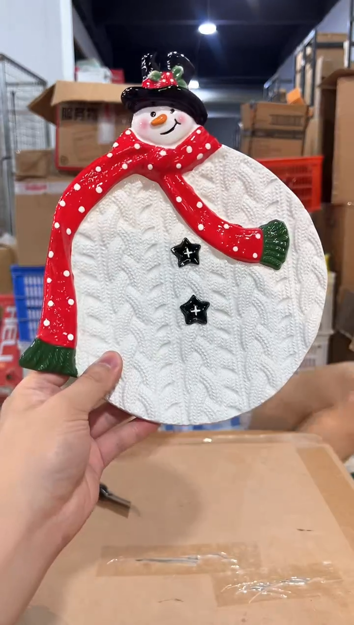 瓷片原盒雪人盘  