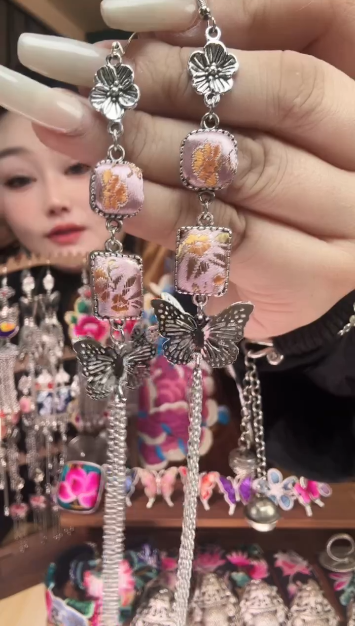 刺绣纯手工民族风刺绣耳环