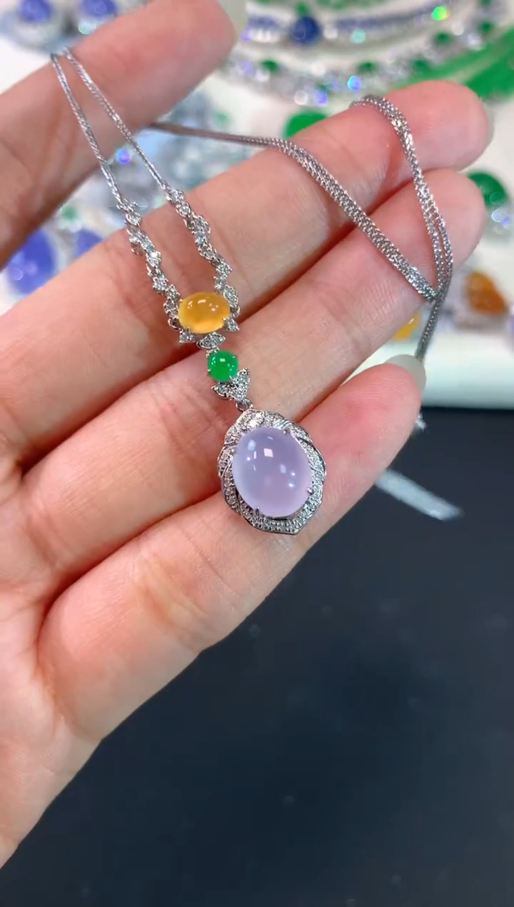 【闪购商品】翡翠套链18K金镶嵌C63|8800