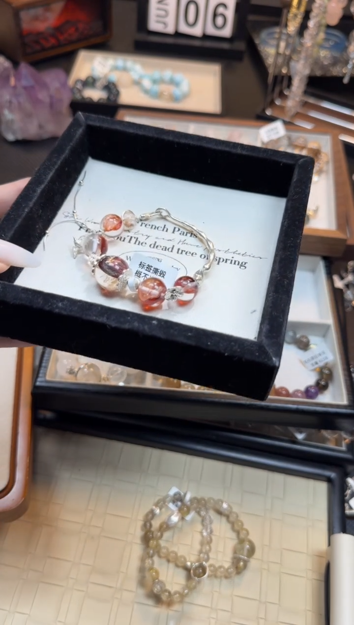 烟晶手链银S925镶嵌水***?天然水晶 多样性发货其一